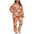 thumbnail image 2 of MUKVIK Plus Size Pajamas for Women Set Long Sleeve Button Down with Pockets, 2 of 7