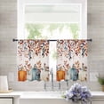 thumbnail image 3 of Orange Blue Pumpkins Semi Sheer Curtains 54 Inch Length 2 Panels Set, Thanksgiving Fall Leaves Farmhouse Sheer Kitchen Curtain Privacy Voile Window Curtain for Living Room Bedroom Rod Pocket Drapes, 3 of 7