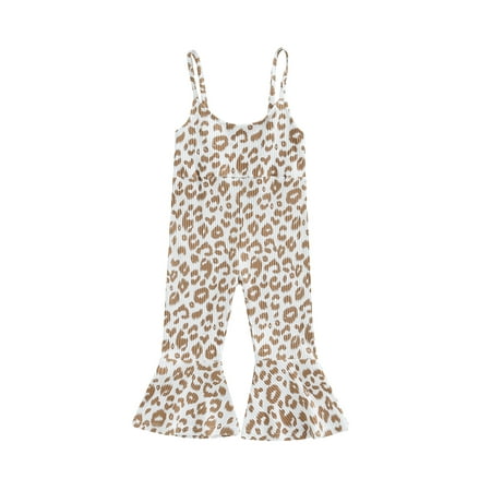 

Jkerther Toddler Baby Girl Jumpsuit Sleeveless Leopard Pattern Spaghetti Straps High Waist One Piece Bodysuit