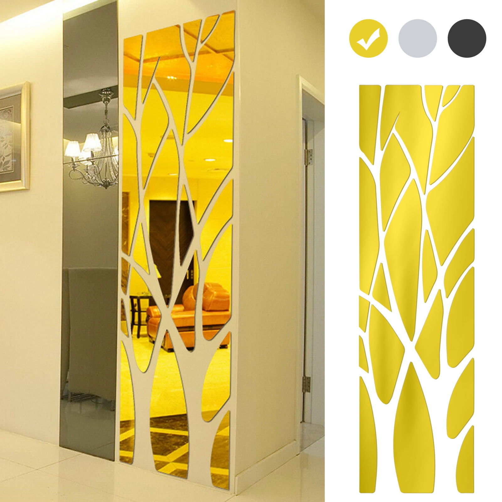 EEEKit 3D Mirror Wall Stickers, Tree Branch Pattern Self Adhesive