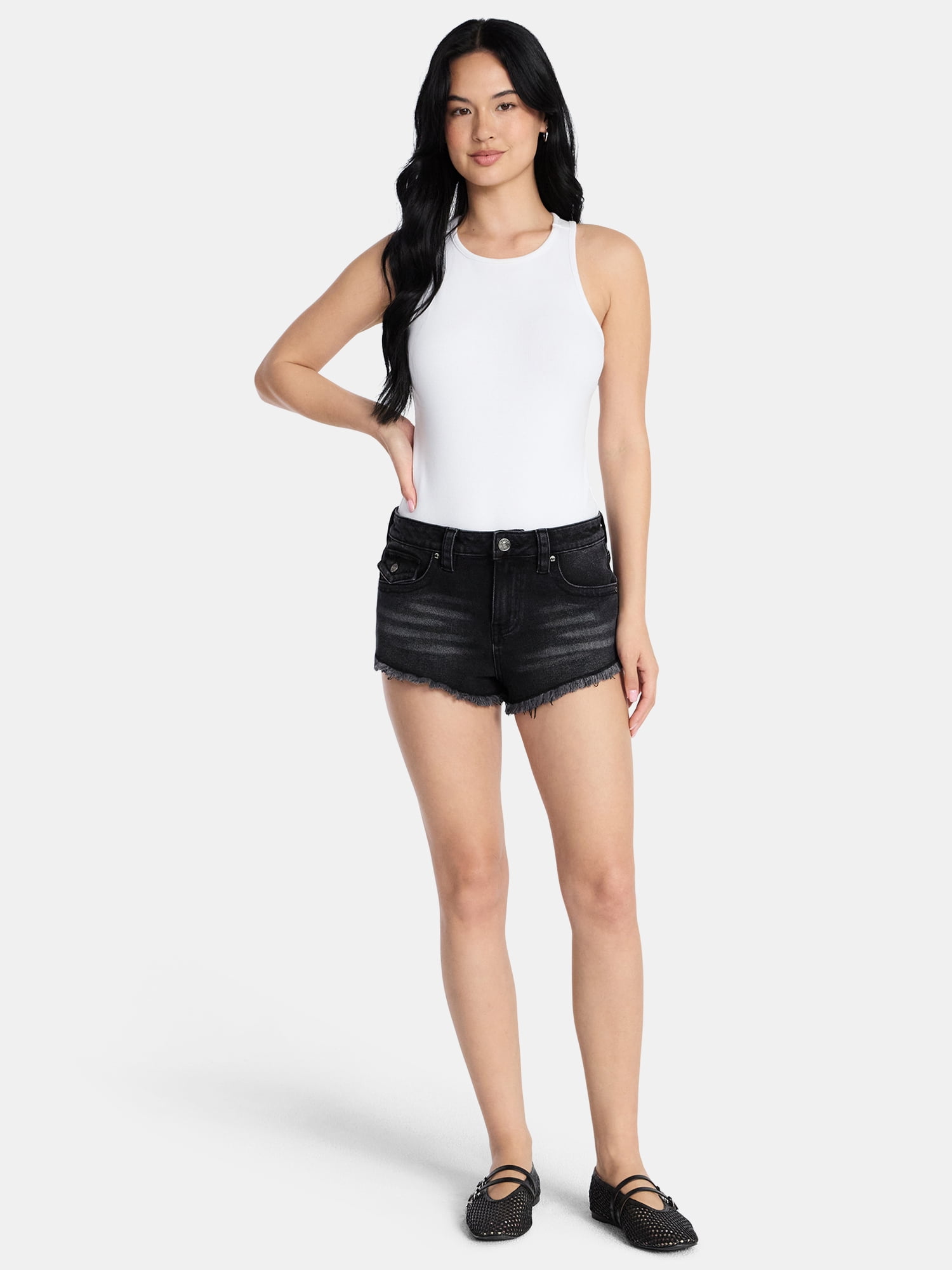 Madden NYC Women’s Frayed Denim Shorts, Sizes 00-18
