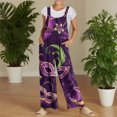 thumbnail image 4 of Fgvctg Mardi Gras Womens Overalls Wide Leg Pant Fashion Overalls Mask Graphic Sleeveless Carnival Party Spaghetti Straps Jumpsuits Romper Bib Overalls Loose Sprimg Pants With Pockets Dark Purple L, 4 of 6