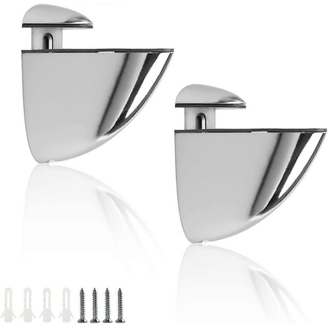 Glass Shelf Wall Brackets, 2 Adjustable Wall Mounted Glass Clamps with 4 Screws, Smooth and Stable, 3-10mm Thick Glass, for Shelves and Chair Corners
