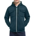 thumbnail image 5 of KeShDi Jacket Men's Fleece Solid Color Long-sleeve Hooded Pocket Drawstring Top Coat Navy 2X, 5 of 7