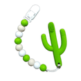 thumbnail image 2 of Baby Cactus Teether Toy, Infant Teething Toothbrush, with Matching Pacifier Clip by Pickle & Olive, Green, 2 of 6