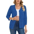 thumbnail image 6 of Chiclily Women's 3/4 Sleeve Cropped Cardigan Sweaters Button Down Crochet Textured Shrugs, 6 of 7