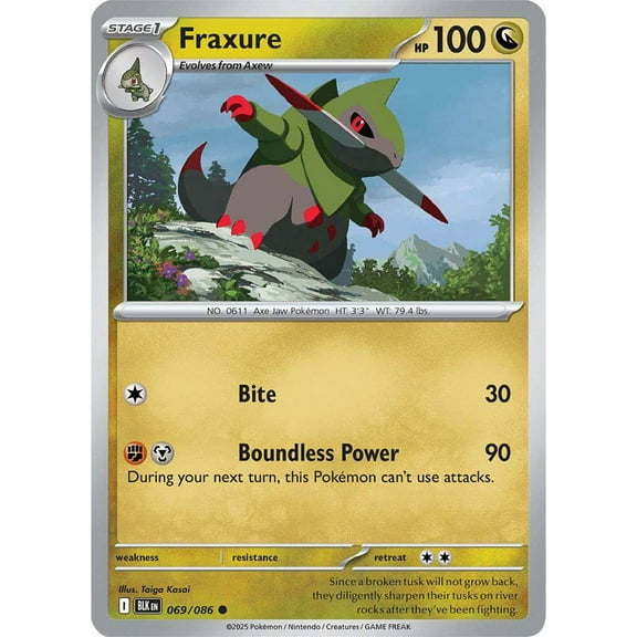 Pokemon Black Bolt Common Fraxure #69