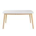 thumbnail image 2 of Lisonu 59-inch Mid-Century Modern Dining Table, Kitchen Table with Splayed Rubberwood Legs and Faux Wood Top, Rectangular Table for Dining Room, Natural and White, 2 of 11