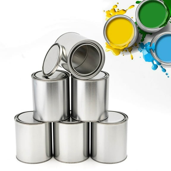 6PCS Metal Paint Cans, 1L Empty Unlined Paint Cans, Paint Pails with Lids, Liquid Containers for Paints Solvents, Multipurpose Storage Containers for Arts and Crafts DIY Projects