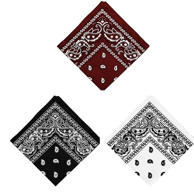 3Pcs Algodón Paisley Imprimir Paisley Bandana Head Wrap Diadema Banda Para El Cabello Sunnimix Pañuelo de algodón Paisley