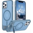 thumbnail image 1 of Funda Magnética con Soporte invisible Integrado, Delgada y Fina, para iPhone 12 Pro Max 6.7", Azul Claro, 1 of 7