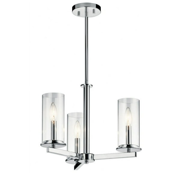 43997CH Kichler Lighting Crosby - 3 light Convertible Chandelier - with Contemporary inspirations - 13.75 inches tall by 18 inches wide-Chrome Finish