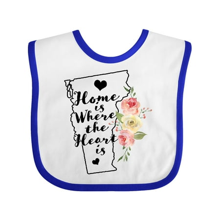 

Inktastic Vermont Home is Where The Heart is with Watercolor Floral Gift Baby Girl Bib