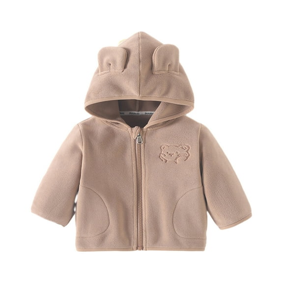 Odeerbi Toddler Boys Girls Winter Cotton Coat Children Plus Velvet Suit Fall Winter Cotton Clothes Thickened Three-piece Suit Coffee 1-2 Years