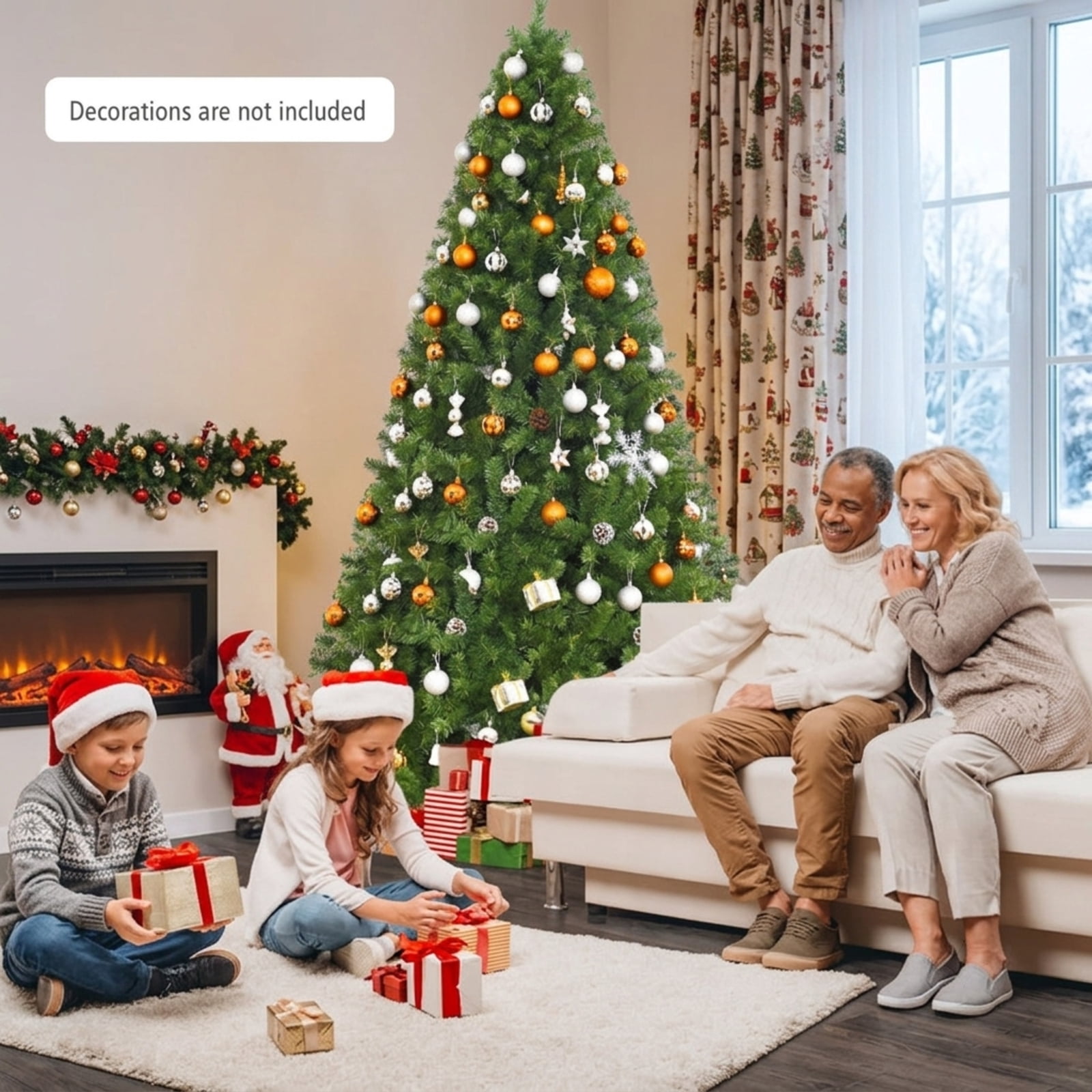 RUIE, 9 ft, Artificial Christmas Tree, with Metal Stand, 2132 Branch Tips, Green Holiday Xmas Tree for Indoor Home Office Decoration