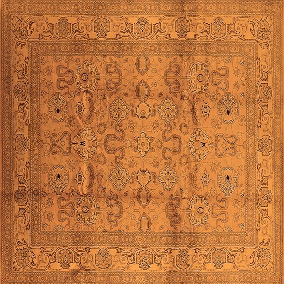 Ahgly Company Indoor Square Oriental Orange Industrial Area Rugs, 4' Square