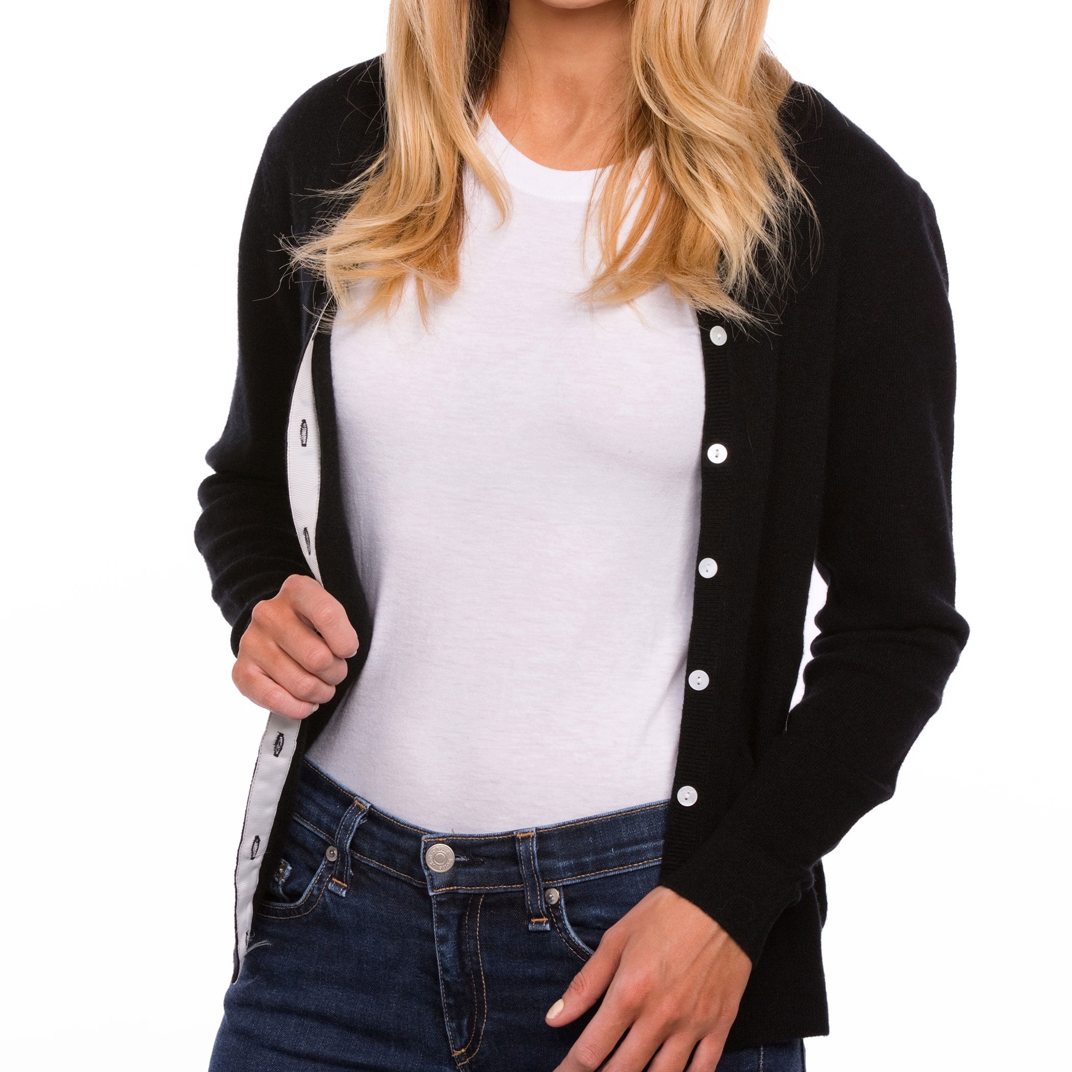 black round neck cardigan