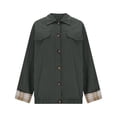 thumbnail image 4 of WMTBSRSW Casual Jacets for Women Fashion Plaid Patchwork Long Sleeve Bomber Jackets Loose Fashion Fall Lapel Button Down Shirts Jackets XL, 4 of 6