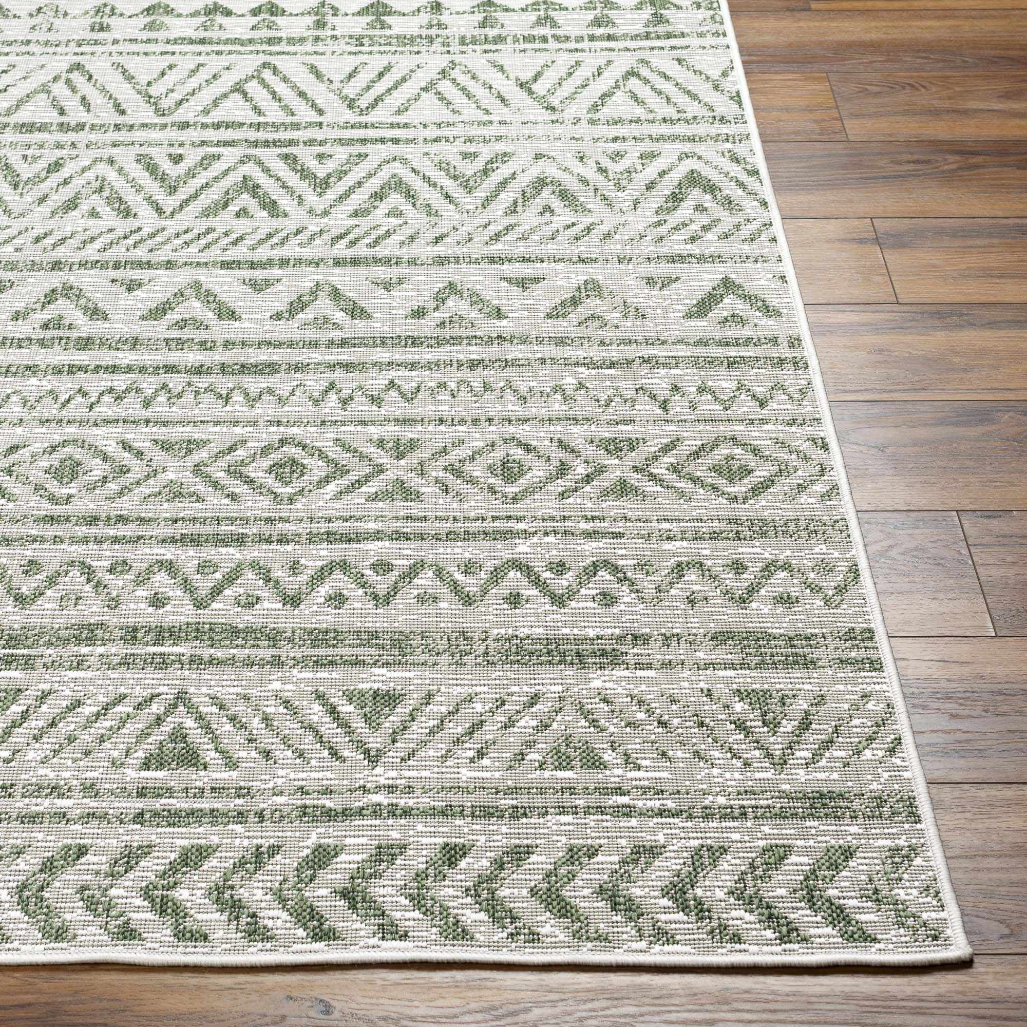 Hauteloom Gerda Living Room, Bedroom Patio Outdoor Area Rug - Bohemian, Transitional - Light Gray, Taupe, Gray - 8'10" x 12'