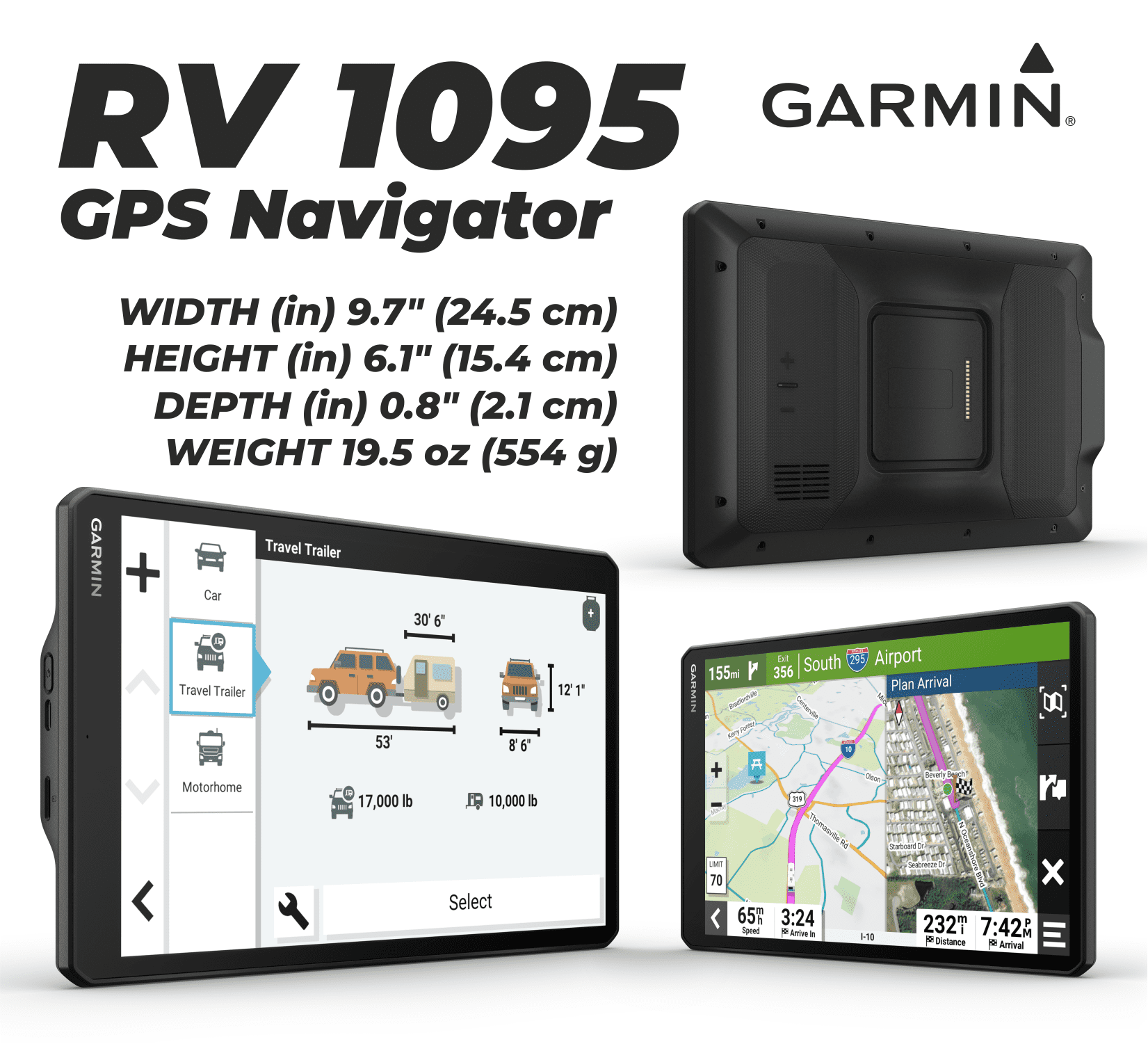 with Large 895 Easy-to-Read Bundle Adult Power GPS Garmin Pack RV 8\