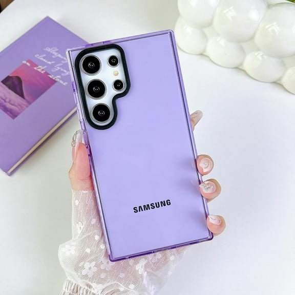 for Samsung Galaxy S22 Ultra Phone Case,Neon Clear Fluorescent Transparent Case,Soft Slim Bumper Protective Case for Samsung Galaxy S22 Ultra 6.8 Inch,Purple