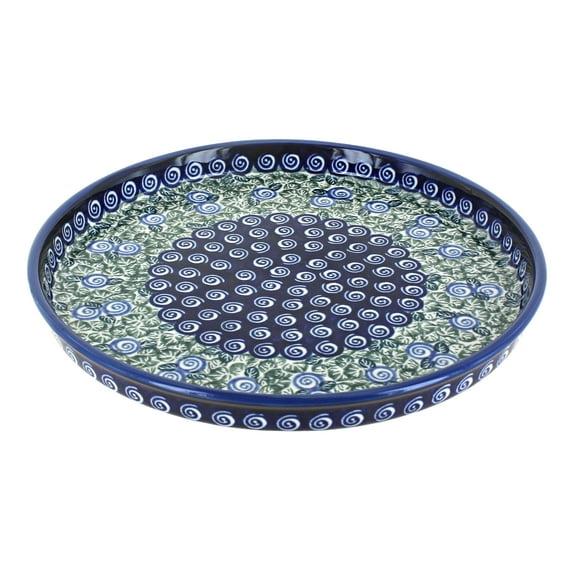 Blue Rose Polish Pottery Seaside Swirl Torte Plate