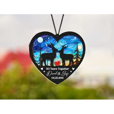 Wedding Anniversary Suncatcher 30th Anniversary Gift Deer Couple Couple Keepsake Elephant & Penguin Couple Gifts