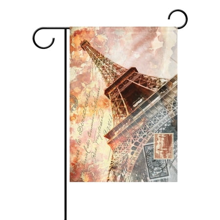 POPCreation Abstract Eiffel Tower Paris Garden Flag Vintage Oil Painting Outdoor Flag Home Party 28x40 inches