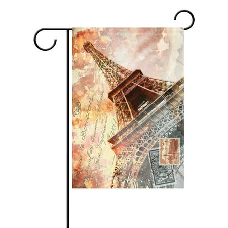 Outdoor Eiffel Tower POPCreation Abstract Eiffel Tower Paris Garden Flag Vintage Oil Painting Outdoor Flag Home Party 28x40 inches ()