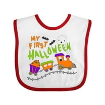 Inktastic My First Halloween- Train with Pumpkins, Bats, Cat,and Ghost Boys or Girls Baby Bib