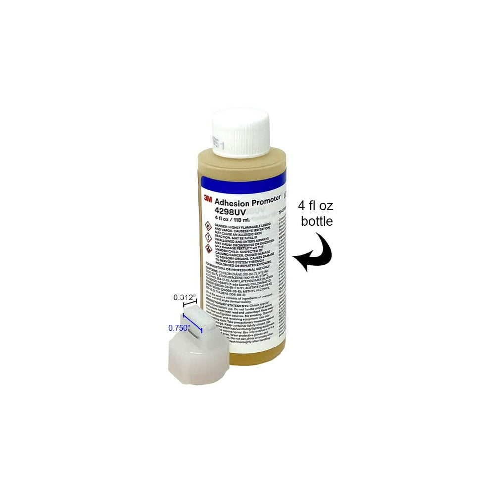 3M 4298UV Adhesion Promoter Tape Primer 4 fl oz / 118 ml Bottle with 0.750" x 0.312" Felt Tip