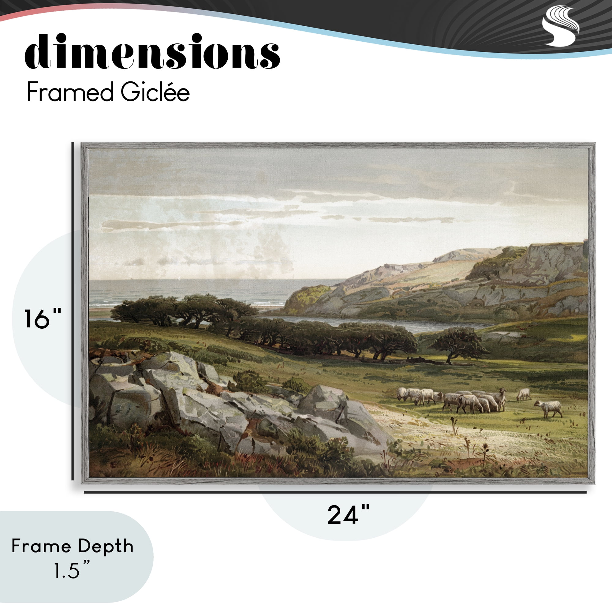 Stupell Industries Sheep in Passionate Landscape Gray Framed Giclee Art, design by Lula Bijoux & co.