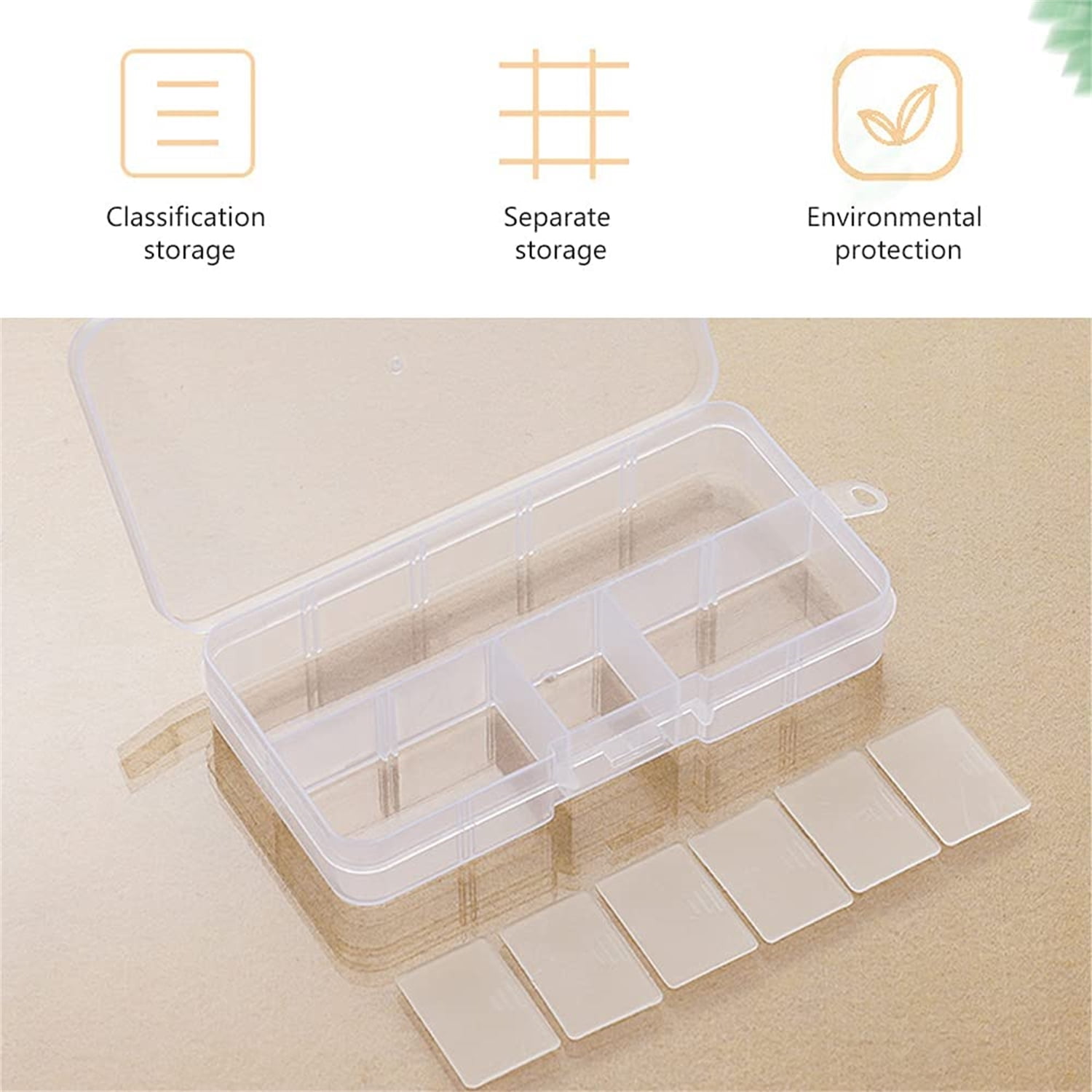 4Pcs Plastic Bead Storage Organiser Box with 15 Adjustable Dividers Earring Storage Containers Jewellery Box for Small Items Beads Tools Travel(Transparent)
