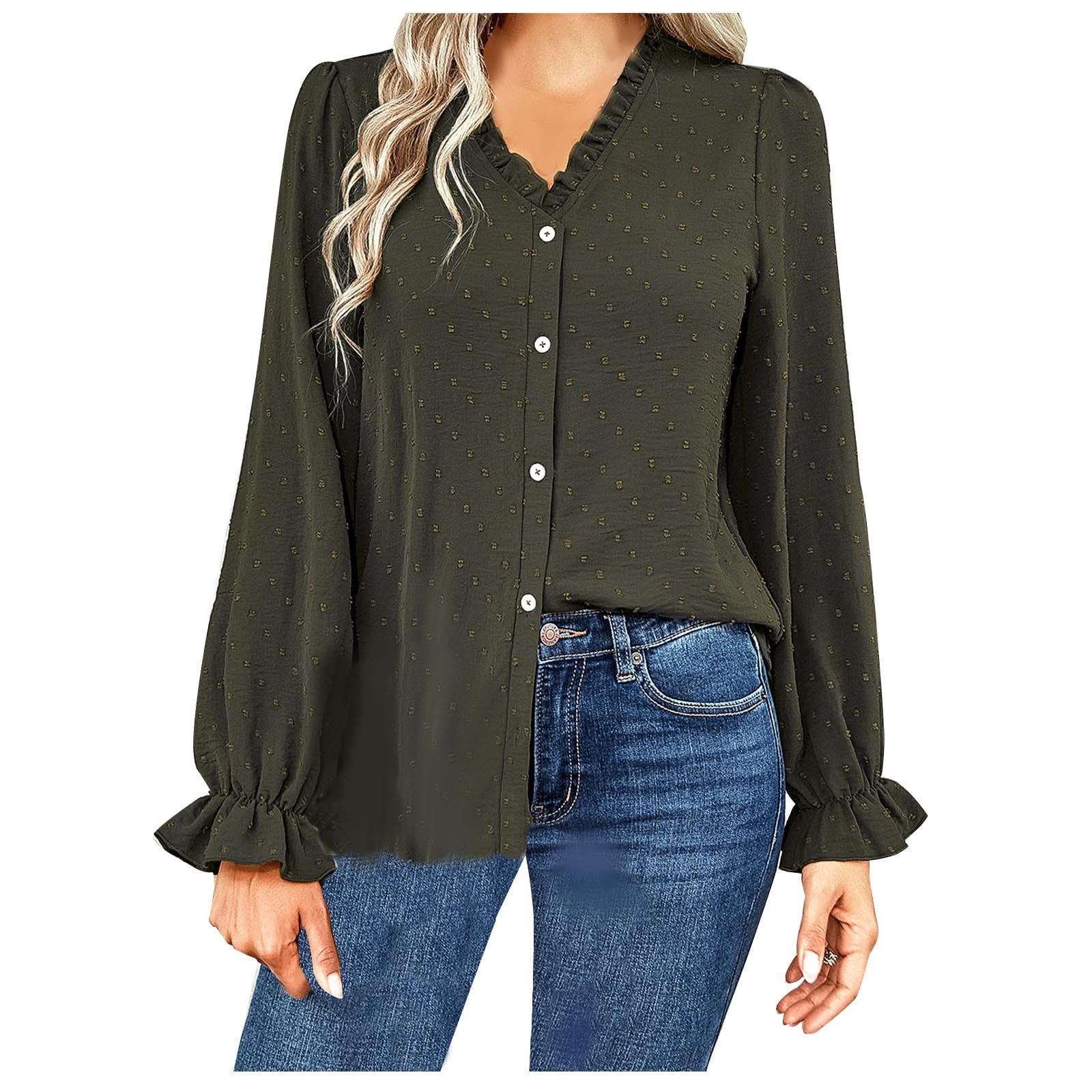 Long Shirts Women Trendy Women's Summer V Neck Leisure Long Sleeve Solid Tops Blusas Casuales Mujer - Walmart.com