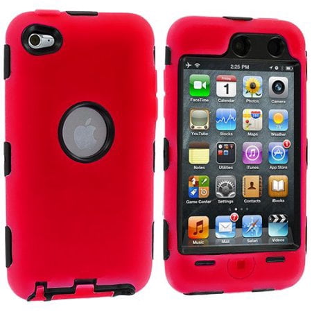 Hybrid Skin Hard Silicone Armor Case Cover for Apple iPod Touch 4G, 4th Generation, 4th Gen 8GB / 32GB / 64GB -