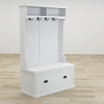 thumbnail image 5 of Hall Tree 3 In 1 with 4 Hooks and Shoe Cabinet, Entryway Storage Bench Freestanding Coat Hanger with 2 Shelves for Entrance Hallway, White, 5 of 7