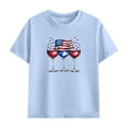 thumbnail image 4 of Summer 2 Piece Set For Kids Crew Neck Short Sleeve Tees Elastic Waist Shorts July 4th Print Casual Comfy Comfy (13 Years, Light Blue), 4 of 9