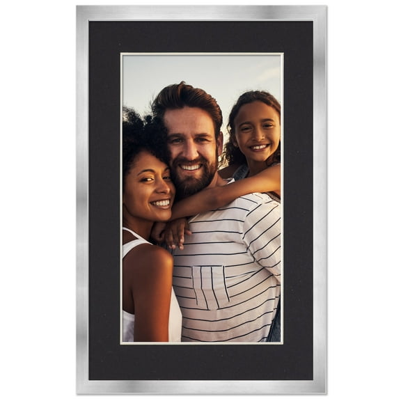 12x18 Frame with Mat - Silver 18x24 Frame Wood Made to Display Print or Poster Measuring 12 x 18 Inches with Black Photo Mat