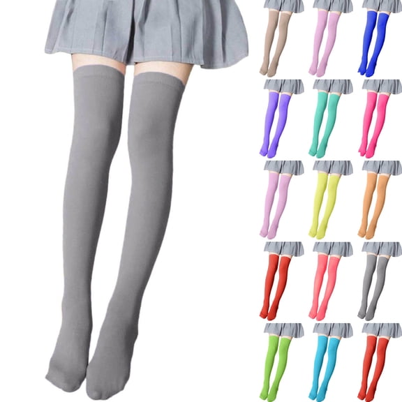 Mgmyaa Over The Knee Casual Socks Soft Stretchy Nylon Spandex in Solid with Regular Fit Breathable for Dance School All Season Girls Ages 2-12 Years