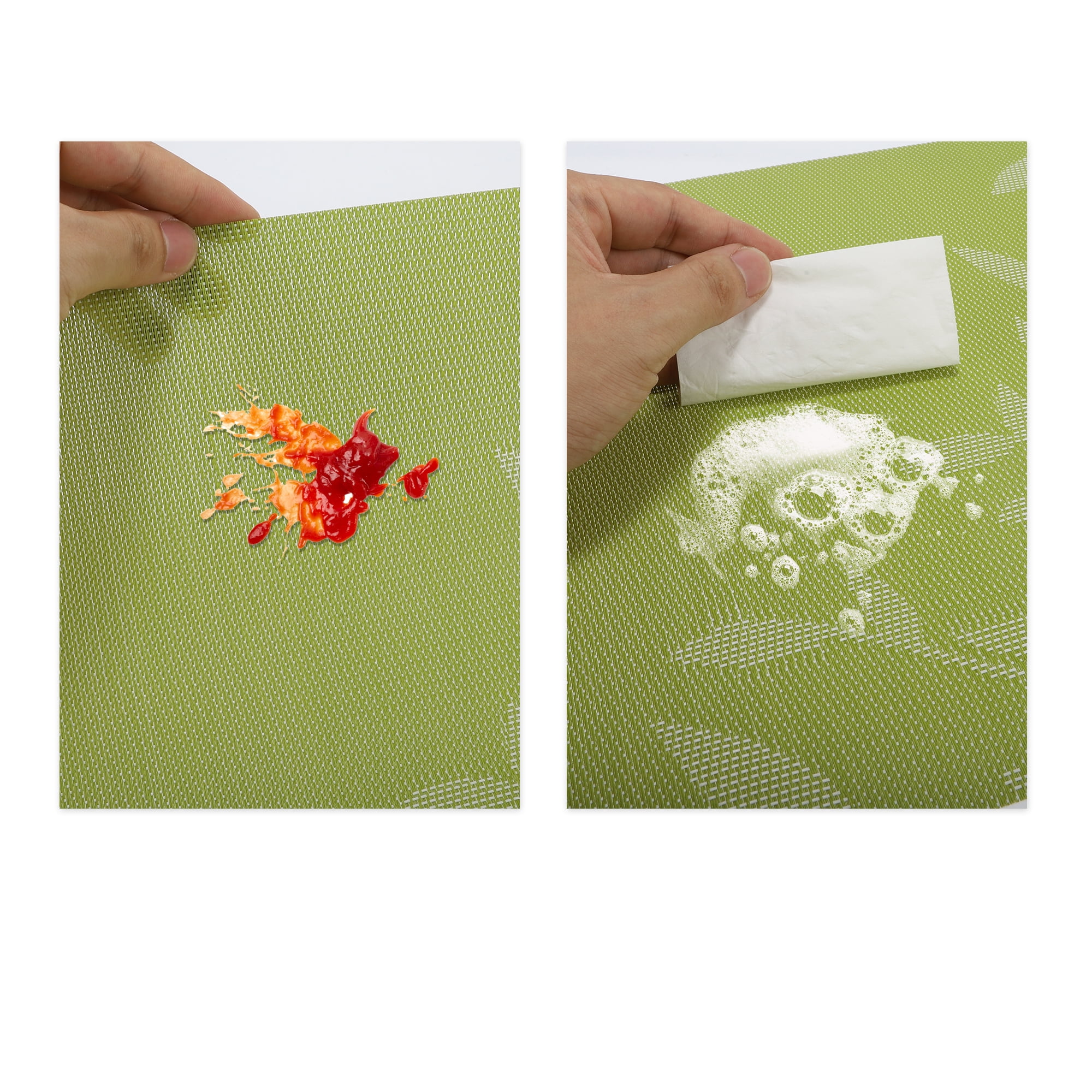 Unique Bargains 4 Pcs Leaves Pattern Heat Resistant Washable Placemats  Green