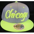 thumbnail image 3 of City Hunter Chicago Script Men's Adjustable Snapback Baseball Caps (Gray/Yellow), 3 of 5
