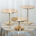 thumbnail image 2 of Efavormart 14" Round 12" Tall Metallic Gold Cake Stand, Cupcake Dessert Pedestal With Crystal Chains, 2 of 11