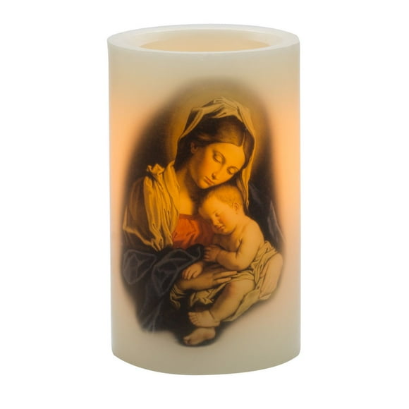 Bougie DEL Inglow de 5 po de hauteur à motif de Sacré Cœur