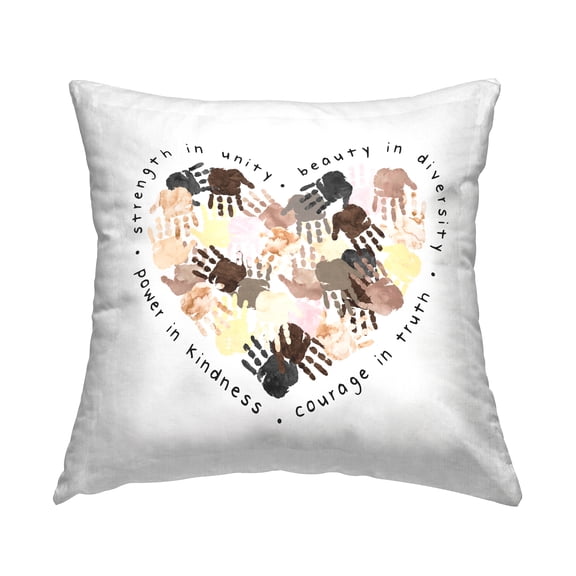 Stupell Industries Strength in Unity Powerful Handprint Heart Shape Design by Erica Billups Throw Pillow