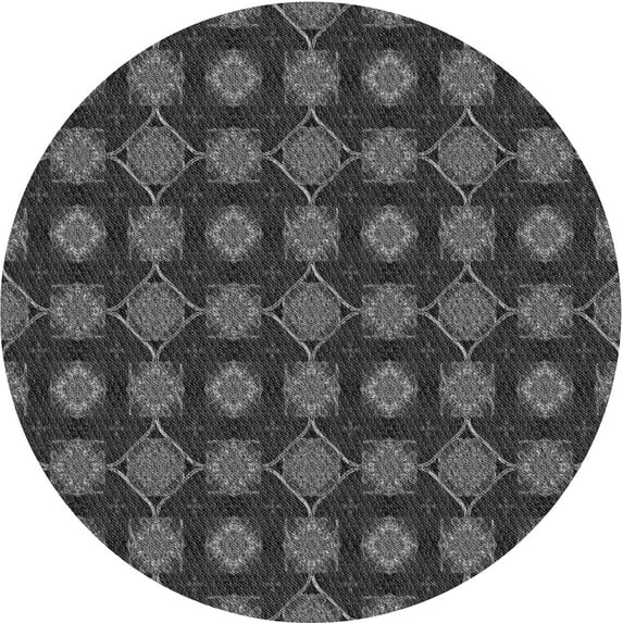 Ahgly Company Machine Washable Indoor Square Transitional Charcoal Black Area Rugs, 3' Square
