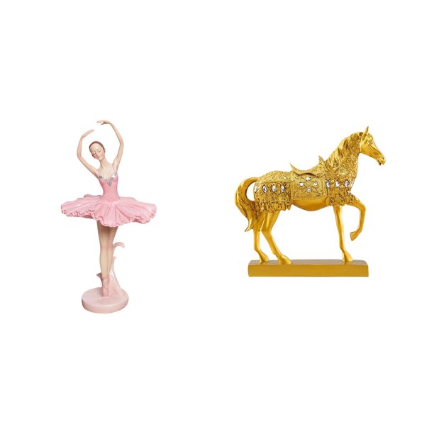 Estatua de la bailarina,Estatua de niña de ballet Escultura de niña de resina Artesanía,Figura de bailarina para decoración de escritorio,Estatuas de caballos,Estatuas de caballos Figura de