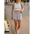 thumbnail image 5 of JWD Women's High Waisted Running Shorts, Quick Dry Athletic Shorts with Deep Phone Pocket & Zipper, Lightweight Workout Shorts for Yoga Hiking, 5 of 6