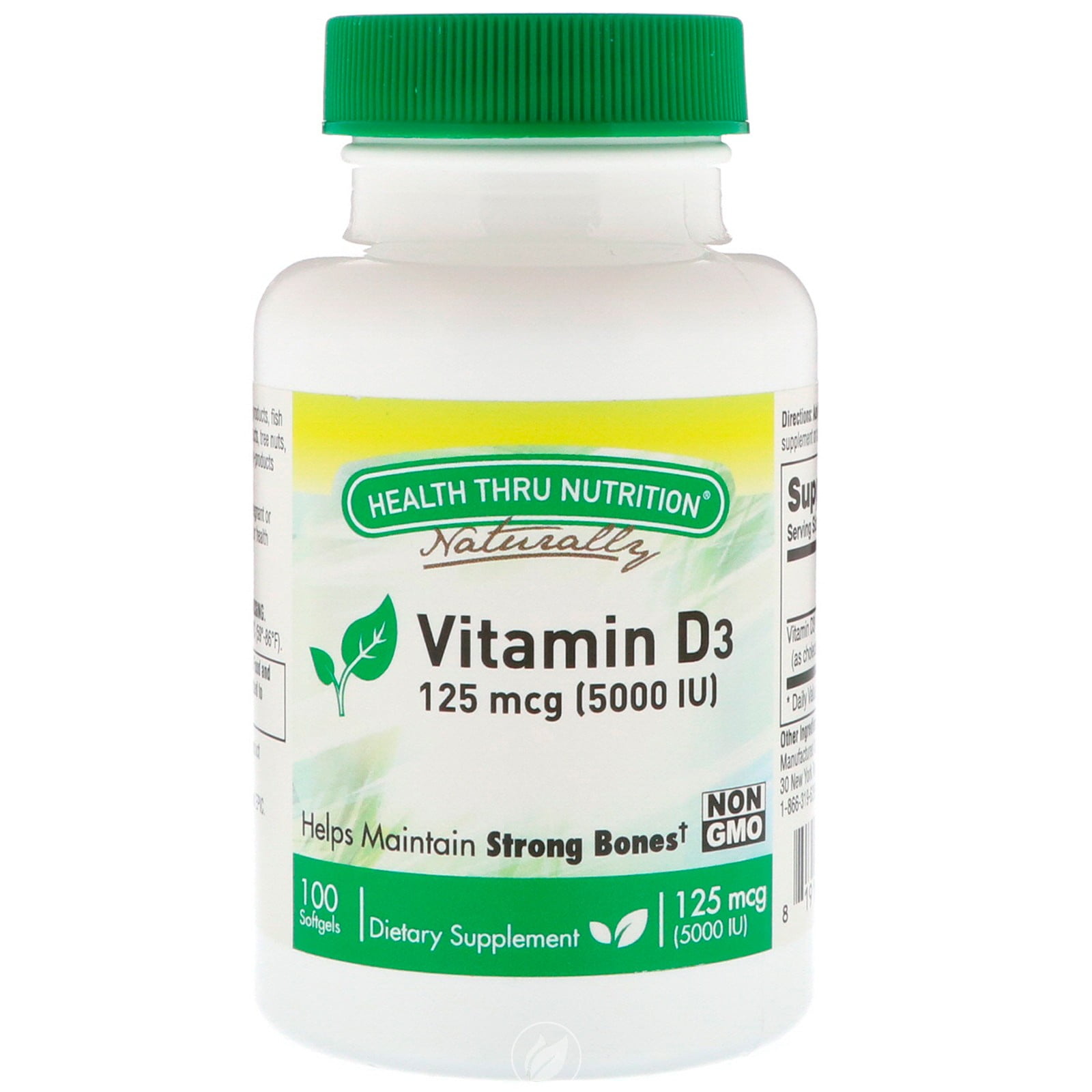 Health Thru Nutrition Vitamin D3 5000 IU 100 Softgel, Pack of 2