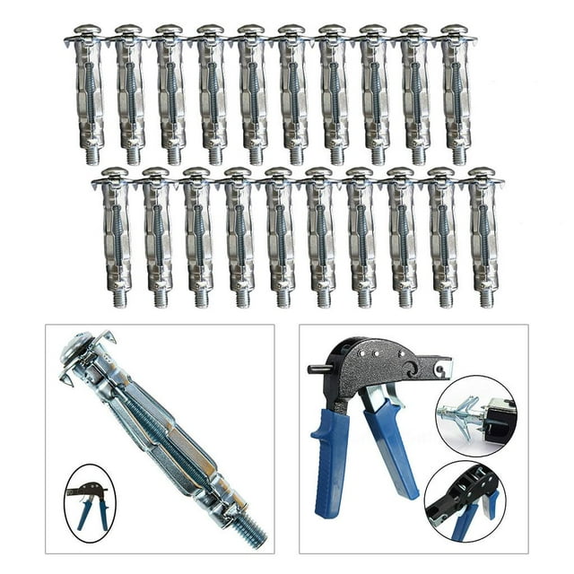 20 piezas M5 M6 Herramienta de ajuste de metal de anclaje de pared Cola Anclajes de pared huecos