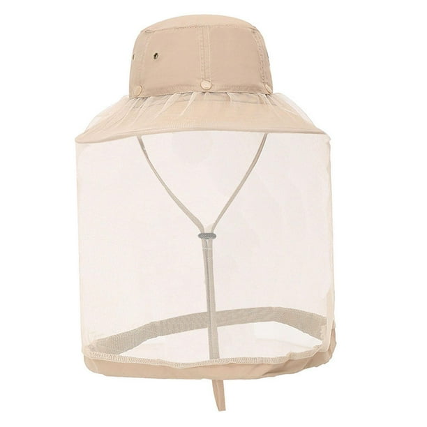 Sombrero de red para la cabeza perfecl sombrero protector para el sol con correa para la barbilla Beige